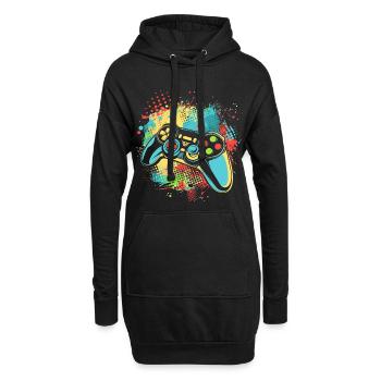 Manette de jeu - Sweat-shirt à capuche long Femme - noir - Devant
