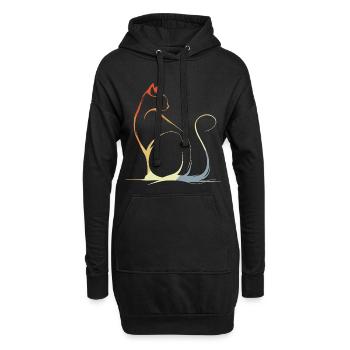 Dessin de chat Vintage - Sweat-shirt à capuche long Femme - noir - Devant