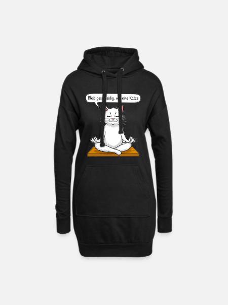 Katzen-Meditation - Hoodie-Kleid - Schwarz