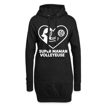 Super maman volleyeuse – Cœur volley Volleyball - Sweat-shirt à capuche long Femme - noir - Devant