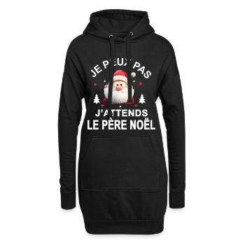 je peux pas j'attends le père noel Cadeau  - Sweat-shirt à capuche long Femme - noir - Devant