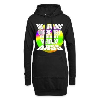 Kein Hass – Unsere Welt braucht Liebe - Hoodie-Kleid - Schwarz - Vorne