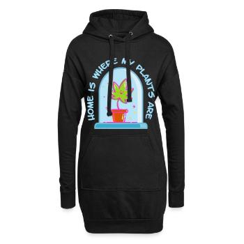 Home is where my plants are - Hoodie-Kleid - Schwarz - Vorne