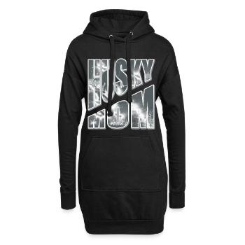 Husky Mom im Schnee - Hoodie-Kleid - Schwarz - Vorne