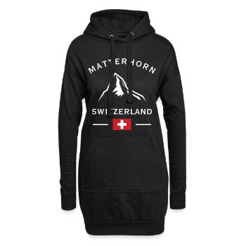 Matterhorn Alpen Schweiz Logo - Hoodie-Kleid - Schwarz - Vorne