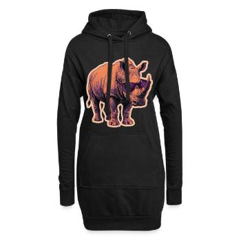 Risographie des lunettes de soleil rhinocéros rhinocéros - Sweat-shirt à capuche long Femme - noir - Devant