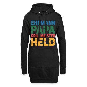 Papa, Père, Grill Maître Héros Barbecue Amusant - Sweat-shirt à capuche long Femme - noir - Devant