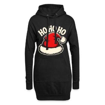 Ho Ho Ho Santa Hat - Hoodie-Kleid - Schwarz - Vorne