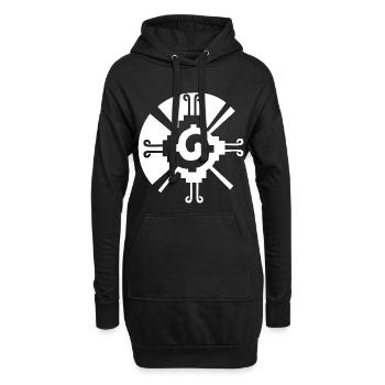 Motif géométrique solaire (blanc) - Sweat-shirt à capuche long Femme - noir - Devant