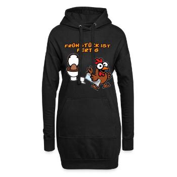 Huhn macht Frühstück Lustige Hühner - Hoodie-Kleid - Schwarz - Vorne