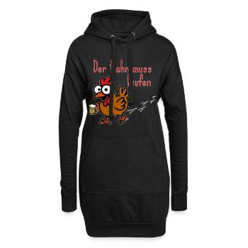 Zapf-Hahn muss laufen - Hoodie-Kleid - Schwarz - Vorne