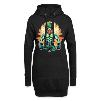 St. Patrick's Day Kleeblatt Bodybuilding - Hoodie-Kleid - Schwarz - Vorne