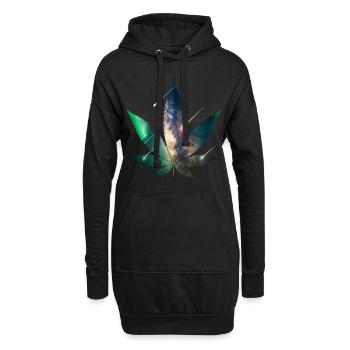 Galaxy Hanfblatt - Cannabis - Weed - Hoodie-Kleid - Schwarz - Vorne