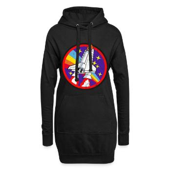 Rakete | Weltraum | Used look | Geschenkidee - Hoodie-Kleid - Schwarz - Vorne