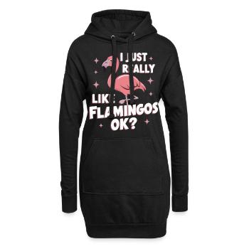 Flamingo Tier Rosa - Hoodie-Kleid - Schwarz - Vorne