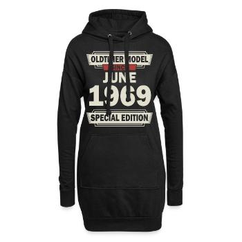 53ème anniversaire Juin né 1969 Idée cadeau - Sweat-shirt à capuche long Femme - noir - Devant