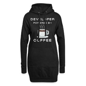 Developer powered by Coffee - Hoodie-Kleid - Schwarz - Vorne