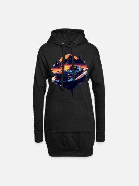 Klassischer Sportwagen - Hoodie-Kleid - Schwarz