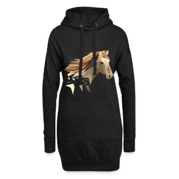 Pferd geometrisch low poly - Hoodie-Kleid - Schwarz - Vorne