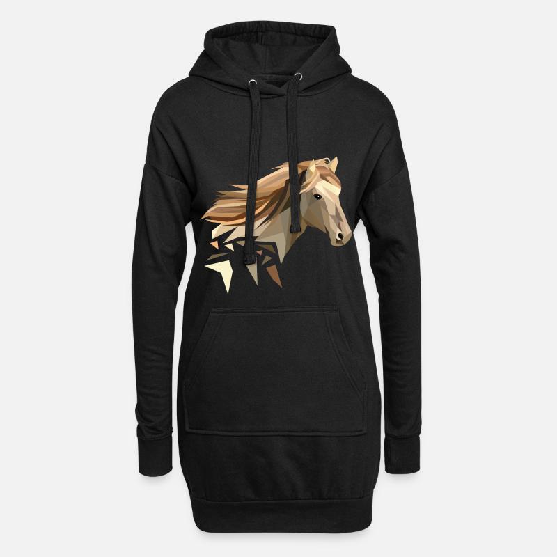 Pferd geometrisch low poly - Hoodie-Kleid - Schwarz