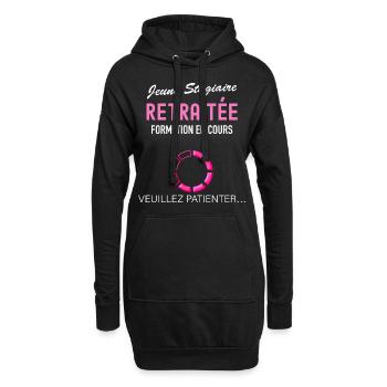 Femme retraitee en cours cadeau mamie - Sweat-shirt à capuche long Femme - noir - Devant