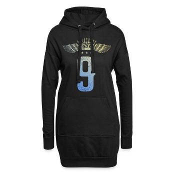9 Zahl Krone - Hoodie-Kleid - Schwarz - Vorne