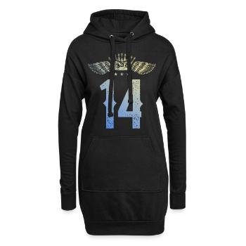 14 Zahl Krone - Hoodie-Kleid - Schwarz - Vorne