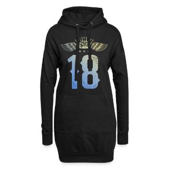 18 Zahl Krone - Hoodie-Kleid - Schwarz - Vorne