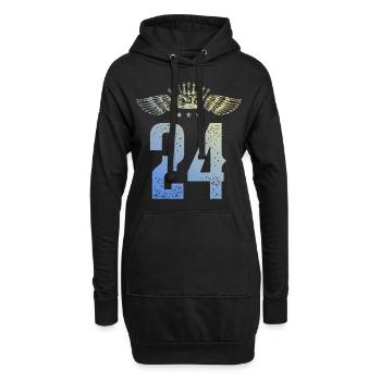 24 Zahl Krone - Hoodie-Kleid - Schwarz - Vorne