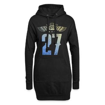27 Zahl Krone - Hoodie-Kleid - Schwarz - Vorne