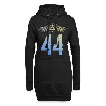 44 Zahl Krone - Hoodie-Kleid - Schwarz - Vorne