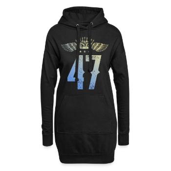 47 Couronne numérique - Sweat-shirt à capuche long Femme - noir - Devant