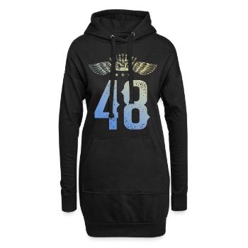 48 Zahl Krone - Hoodie-Kleid - Schwarz - Vorne