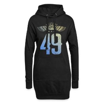 49 Zahl Krone - Hoodie-Kleid - Schwarz - Vorne