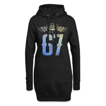 67 Zahl Krone - Hoodie-Kleid - Schwarz - Vorne