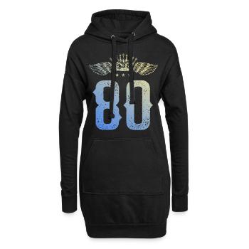80 Zahl Krone - Hoodie-Kleid - Schwarz - Vorne