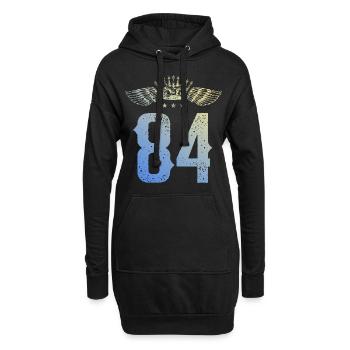 84 Zahl Krone - Hoodie-Kleid - Schwarz - Vorne