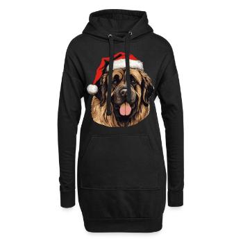 Leonberger Hund Weihnachten Kopf - Hoodie-Kleid - Schwarz - Vorne