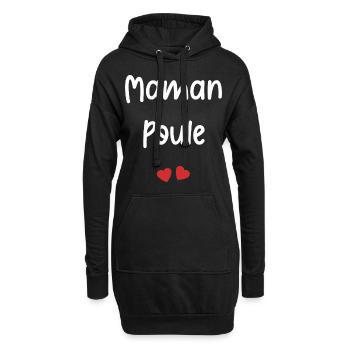 maman poule - Sweat-shirt à capuche long Femme - noir - Devant