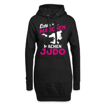echte mädchen machen judo - Hoodie-Kleid - Schwarz - Vorne