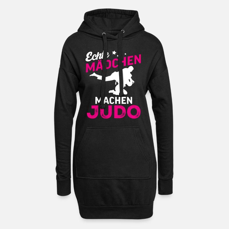 echte mädchen machen judo - Hoodie-Kleid - Schwarz