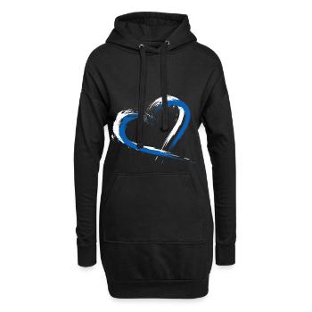 Drapeau de coeur couleurs de drapeau de la Grèce - Sweat-shirt à capuche long Femme - noir - Devant