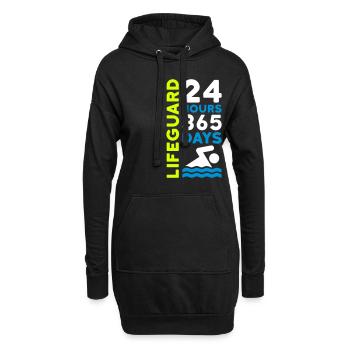 24 hours 365 days lifeguard (Schwimmer, Wellen) - Hoodie-Kleid - Schwarz - Vorne