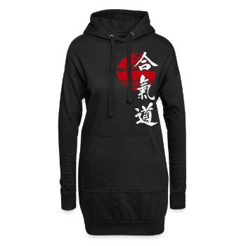 Aikido Sun Martial Art Japon Rétro Kangi Idée - Sweat-shirt à capuche long Femme - noir - Devant