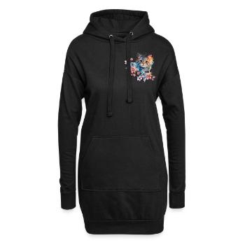 Buntes aquarell Motiv - Hoodie-Kleid - Schwarz - Vorne