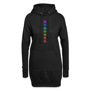 Chakra 1-7 Chakren Chakras Ohm Ohm Bunt Farben - Hoodie-Kleid - Schwarz - Vorne