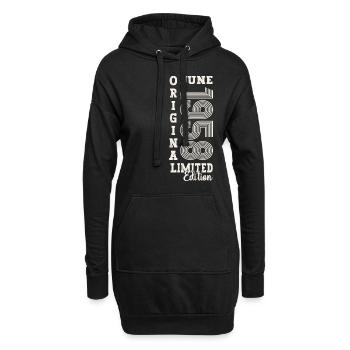 65e anniversaire Homme Juin Année 1958 Original - Sweat-shirt à capuche long Femme - noir - Devant