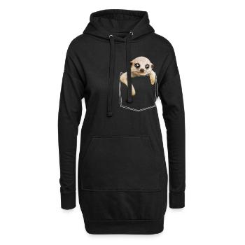 Suricate suricate dans la poche poitrine chemise chemise - Sweat-shirt à capuche long Femme - noir - Devant
