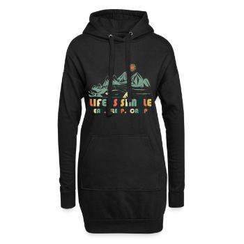 La vie est simple. Manger. Dormir. Camp - Sweat-shirt à capuche long Femme - noir - Devant