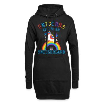 Les licornes sont nées en Suisse.Funny Unicorn Kid - Sweat-shirt à capuche long Femme - noir - Devant
